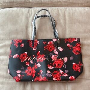 Victoria's Secret Black and Red Rose Tote